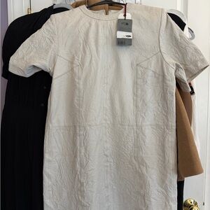 Zadig & Voltaire Off-White Short-Sleeve Mini Dress with Panel Stitching